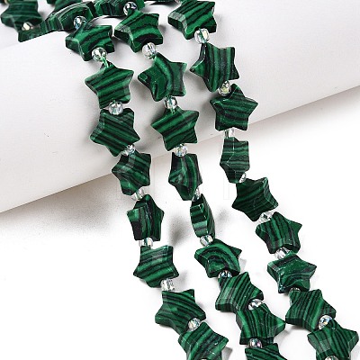 Dyed Synthetic Malachite Beads Strands G-T138-191-1