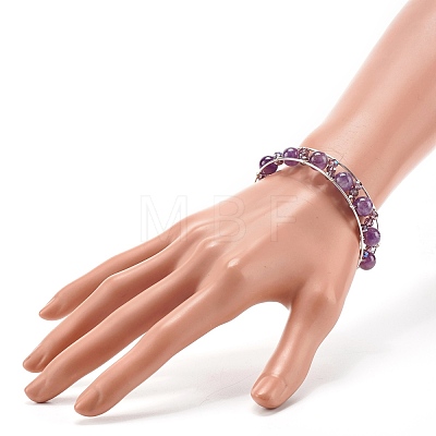 Natural & Synthetic Mixed Gemstone Beads Reiki Healing Cuff Bangles Set for Girl Women X1-BJEW-TA00023-1
