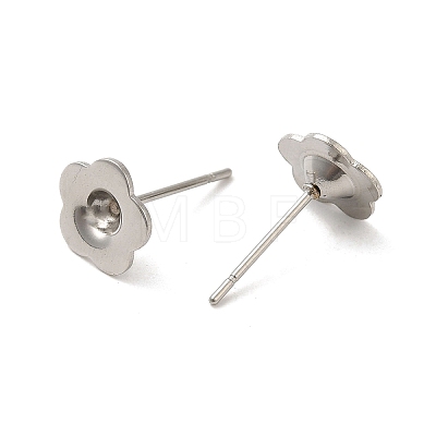 Flower 201 Stainless Steel Stud Earring Findings STAS-Q315-07P-1