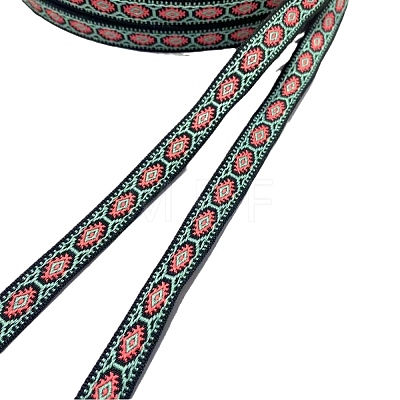 50 Yards Ethnic Style Embroidered Woven Nylon Flower Jacquard Ribbon PW-WG0FDC2-01-1