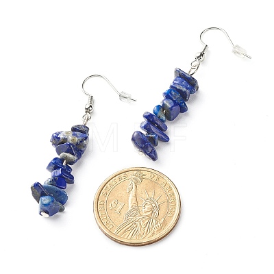Natural Lapis Lazuli Chip Beads Dangle Earrings EJEW-JE04649-12-1
