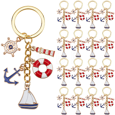 20Pcs Alloy Enamel Pendant Keychain KEYC-SC00032-1