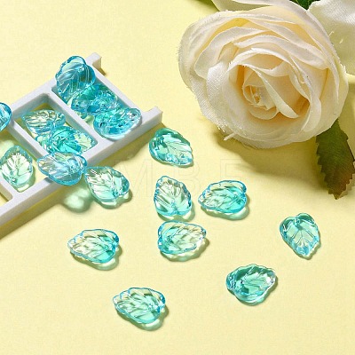 Autumn Theme Two-Tone Transparent Glass Charms GLAA-YW0001-53B-1