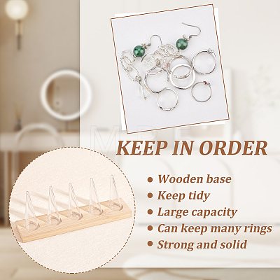 5Pcs Clear Plastic Cone Ring Display Holders RDIS-WH0002-16-1