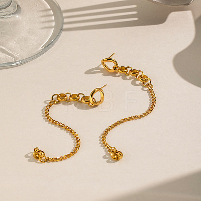304 Stainless Steel Chain Tassel Stud Earrings for Women IO3537-1-1