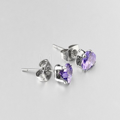 304 Stainless Steel Pave Cubic Zirconia Ear Studs X-EJEW-L095-8mm-05-1