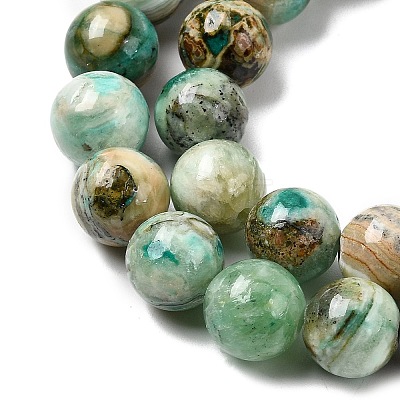 Natural Green Line Jasper  Beads Strands G-L639-A01-12mm-1