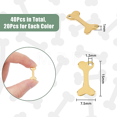 40Pcs 2 Colors 304 Stainless Steel Charms STAS-DC0012-66-1