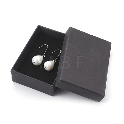 Teardrop Shell Pearl Bead Dangle Earrings EJEW-JE02882-1