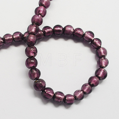 Handmade Silver Foil Glass Beads FOIL-R054-10-1