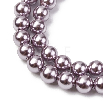 Electroplated Shell Pearl Beads Strands X-BSHE-G041-6mm-02-1
