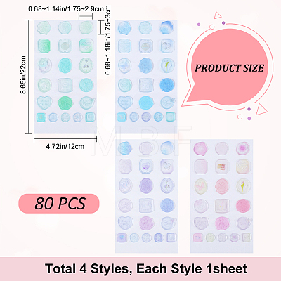 CRASPIRE 4 Sheets 4 Colors Epoxy Resin Adhesive Stickers STIC-CP0001-13-1