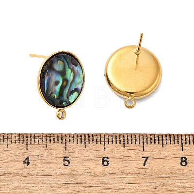 304 Stainless Steel Pave Natural Paua Shell Stud Earring Findings STAS-Z125-10G-1