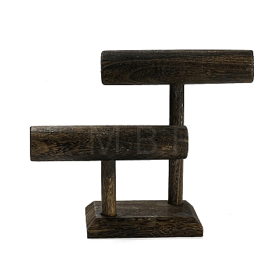 2-Tier Wood T Bar Bracelet Display Stands BDIS-F005-02B-1