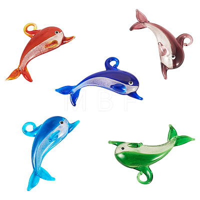 5Pcs 5 Colors Handmade Lampwork Big Pendants LAMP-TA0001-68-1
