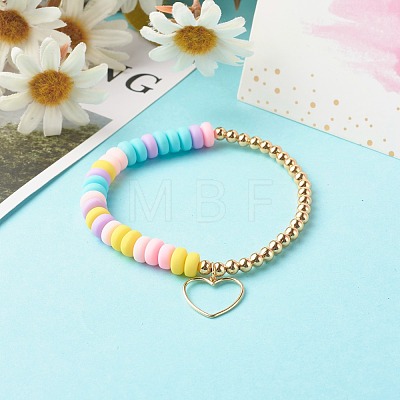 Handmade Polymer Clay Beads  Stretch Bracelets BJEW-JB06547-1
