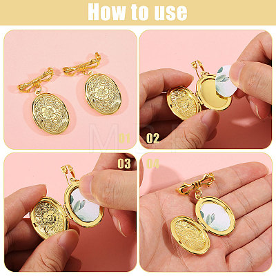 4Pcs Brass Locket Pendant Brooch for Wedding Photo JEWB-CA00012-1