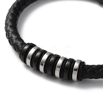 Leather Braided Round Cord Bracelet BJEW-F460-06EBP-1