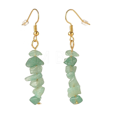 Natural Green Aventurine Chip Beaded Dangle Earrings EJEW-JE04788-01-1