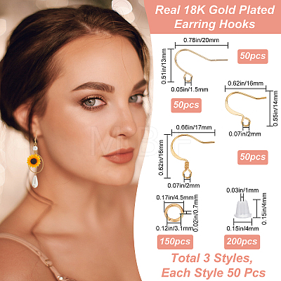 150Pcs 3 Style Brass Earring Hooks KK-CN0001-72-1