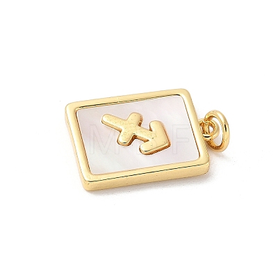Brass Pave Natural White Shell Pendants KK-S522-09G-F-1