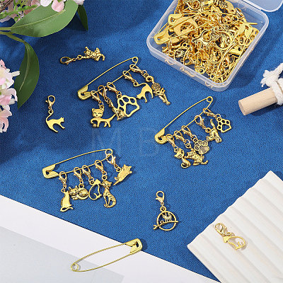12Pcs 4 Styles Alloy Pendant Locking Stitch Markers HJEW-PH02471-1