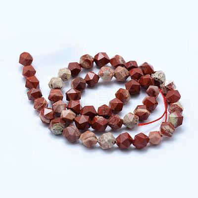 Natural Red Jasper Beads Strands G-F523-12-8mm-1