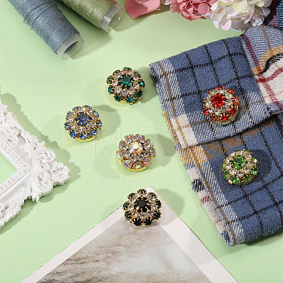 12Pcs 6 Colors Brass Rhinestone Cufflinks DIY-GL0007-16-1