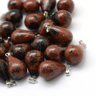 Teardrop Natural Mahogany Obsidian Pendants X-G-Q435-03-1
