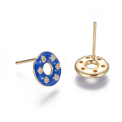 Brass Micro Pave Cubic Zirconia Ear Studs EJEW-F209-04A-G-1