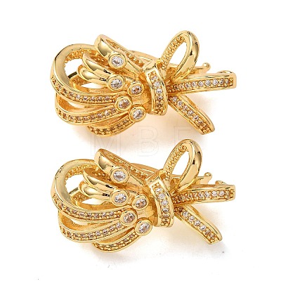 Brass Micro Pave Cubic Zirconia Twister Clasps KK-K422-11G-1
