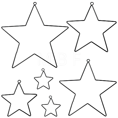 5 Styles Iron Star Ring for DIY Woven Net/Web with Feather IFIN-GF0001-67A-1