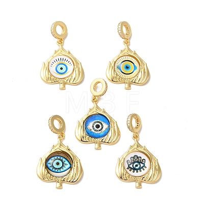 Rack Plating Brass Micro Pave Clear Cubic Zirconia European Dangle Charms KK-G504-26G-1