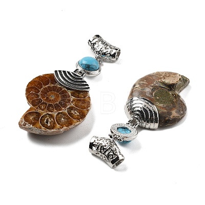 Synthetic Blue Turquoise Fossil Snail Pendants G-F062-06-1