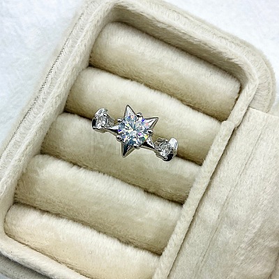Brass Micro Pave Cubic Zirconia Cuff Open Rings for Women WG2E34F-01-1