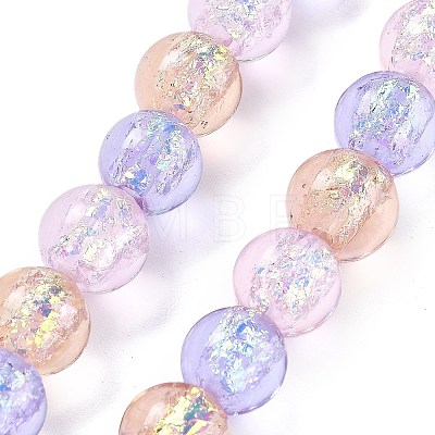 Handmade Foil Lampwork Beads Strands FOIL-K003-06B-15-1