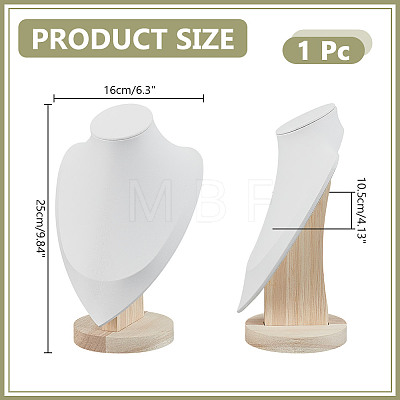 Bust PU Leather & Wooden Necklace Display Stands NDIS-WH0020-02B-01-1
