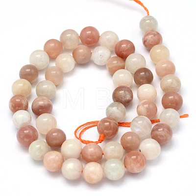 Round Natural  Moonstone and Sunstone Beads Strands G-F222-03-8mm-1
