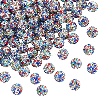 100Pcs Polymer Clay Pave Rhinestone Beads RB-PH0001-38A-1