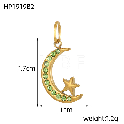 304 Stainless Steel Cubic Zirconia Pendants STAS-OY009-44G-1