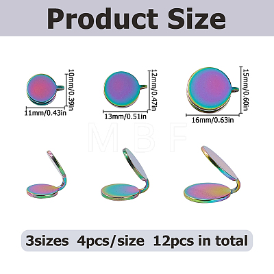 12Pcs 3 Styles 304 Stainless Steel Cuff Earrings EJEW-HS0001-36RC-1