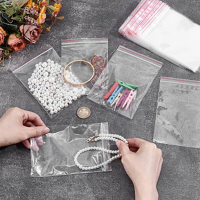 1000Pcs Plastic Resealable Packaging Bags OPP-PH0001-38-1