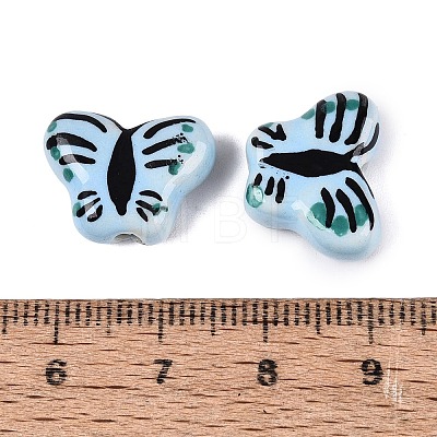 Hand Painted Butterfly Porcelain Beads PORC-Q006-05D-1