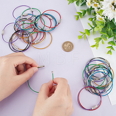 Unicraftale 42Pcs 7 Colors Heavy Duty 304 Stainless Steel Wire Cable Keychains FIND-UN0002-54-1