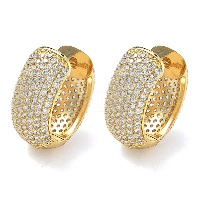 Brass Micro Pave Clear Cubic Zirconia Hoop Earrings EJEW-C182-07C-G-1