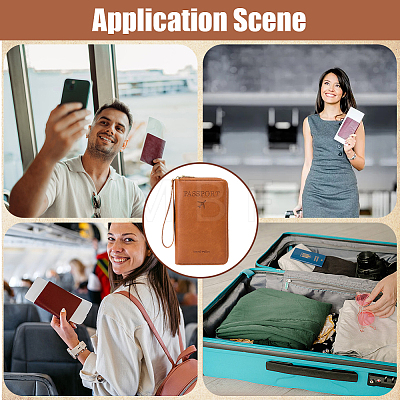 Rectangle PU Leather Travel Passport Wallet Cover AJEW-WH20096-52A-1