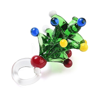 Colorful Transparent Handmade Lampwork Pendants for Christmas LAMP-A004-01B-1