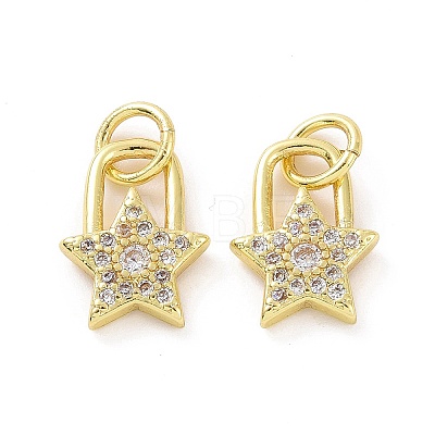Brass Micro Pave Clear Cubic Zirconia Charms KK-E068-VF045-1