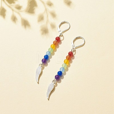 Natural Malaysia Jade with Alloy Wing Long Dangle Leverback Earrings EJEW-JE04910-04-1
