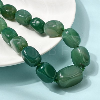 Dyed Natural Agate Cuboid Graduated Beaded Necklaces with Alloy Clasps NJEW-C113-01J-1